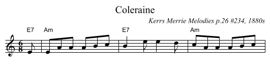 Coleraine - staff notation