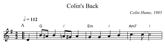 Colin's Back - staff notation