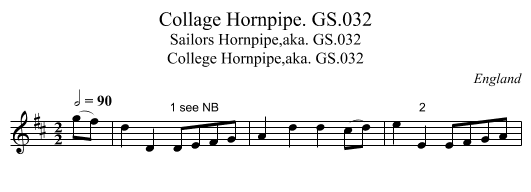 Collage Hornpipe. GS.032 - staff notation