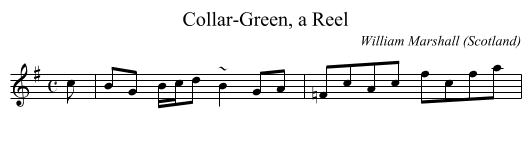 Collar-Green, a Reel - staff notation