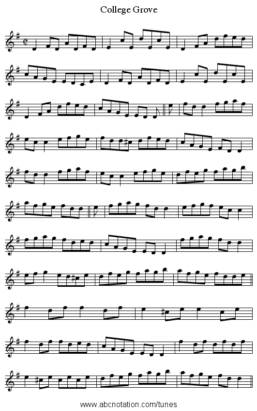College Grove - staff notation