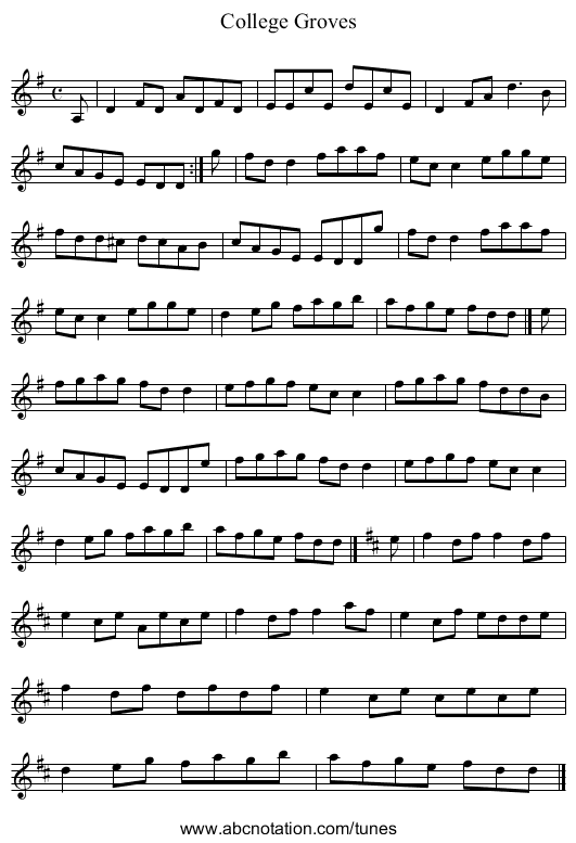 College Groves - staff notation
