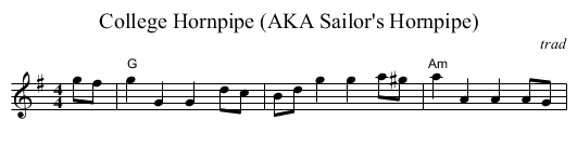 College Hornpipe (AKA Sailor's Hornpipe) - staff notation