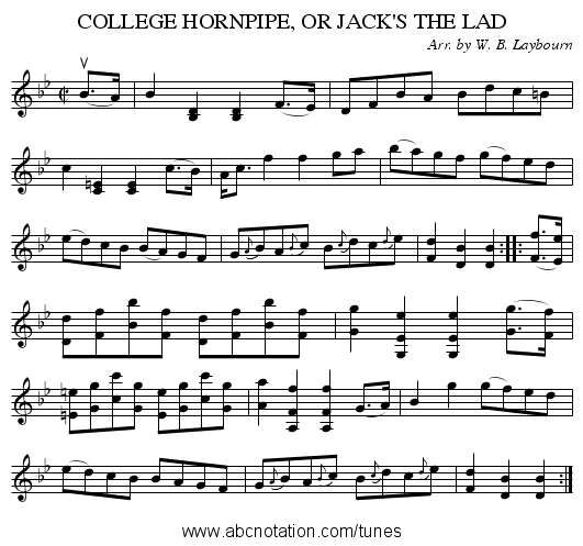 COLLEGE HORNPIPE, OR JACK'S THE LAD - staff notation