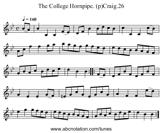 College Hornpipe. (p)Craig.26, The - staff notation