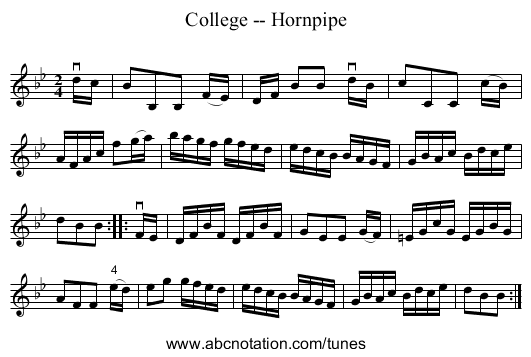 College -- Hornpipe - staff notation