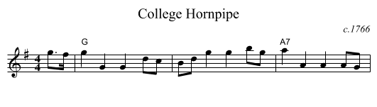 College Hornpipe - staff notation