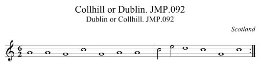 Collhill or Dublin. JMP.092 - staff notation