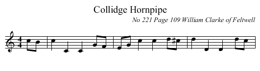 Collidge Hornpipe - staff notation