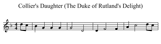 Collier's Daughter (The Duke of Rutland's Delight) - staff notation