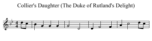 Collier's Daughter (The Duke of Rutland's Delight) - staff notation