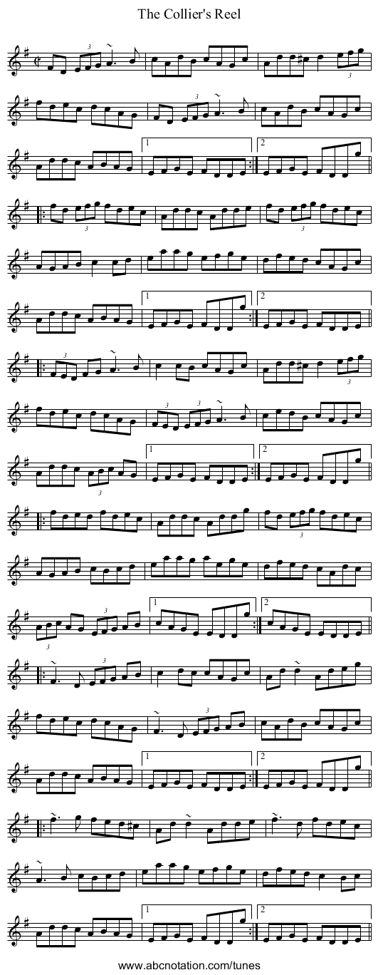 Collier's Reel, The - staff notation
