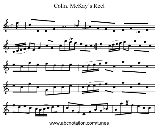 Colln. McKay’s Reel - staff notation