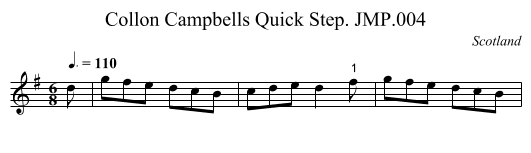 Collon Campbells Quick Step. JMP.004 - staff notation