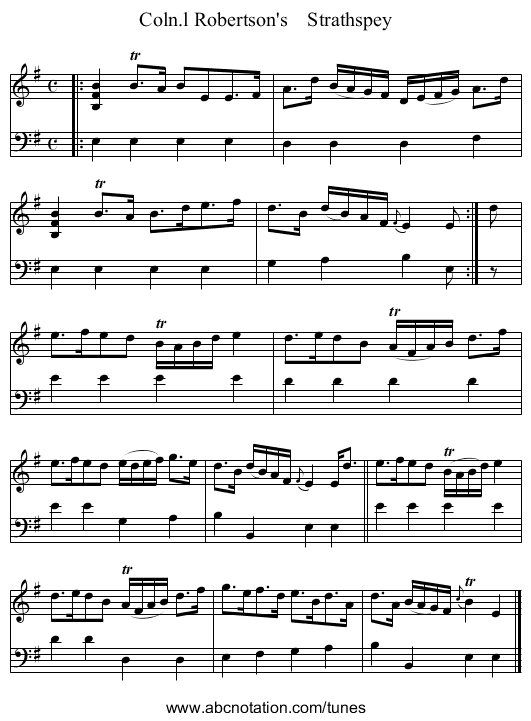 Coln.l Robertson's    Strathspey - staff notation
