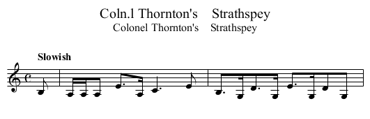 Coln.l Thornton's    Strathspey - staff notation