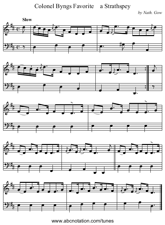 Colonel Byngs Favorite a Strathspey - staff notation