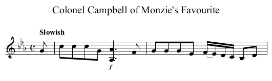 Colonel Campbell of Monzie's Favourite - staff notation