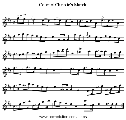 Colonel Christie's March. - staff notation