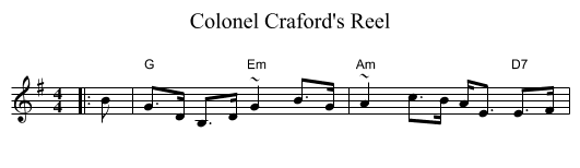 Colonel Craford's Reel - staff notation