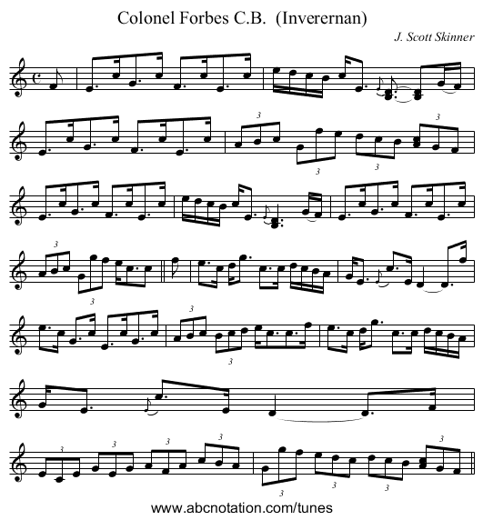 Colonel Forbes C.B.  (Inverernan) - staff notation