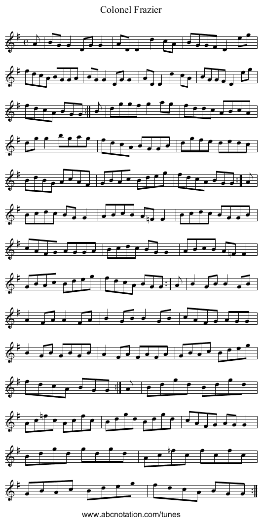 Colonel Frazier - staff notation