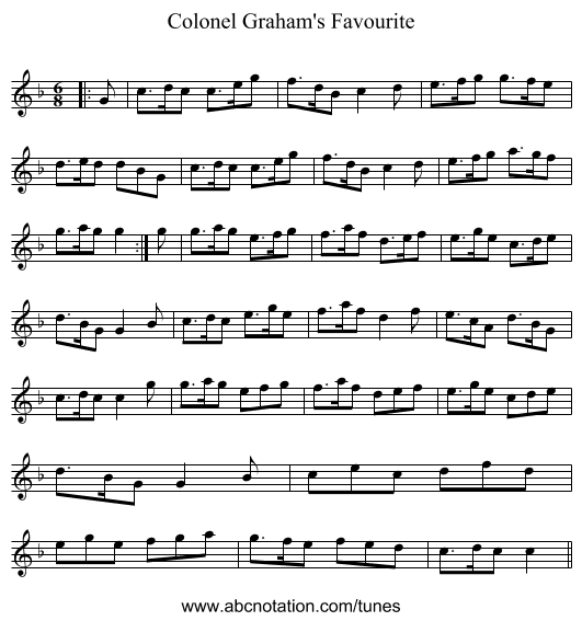 Colonel Graham's Favourite - staff notation