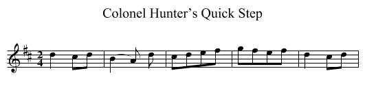Colonel Hunter’s Quick Step - staff notation