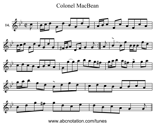 Colonel MacBean - staff notation
