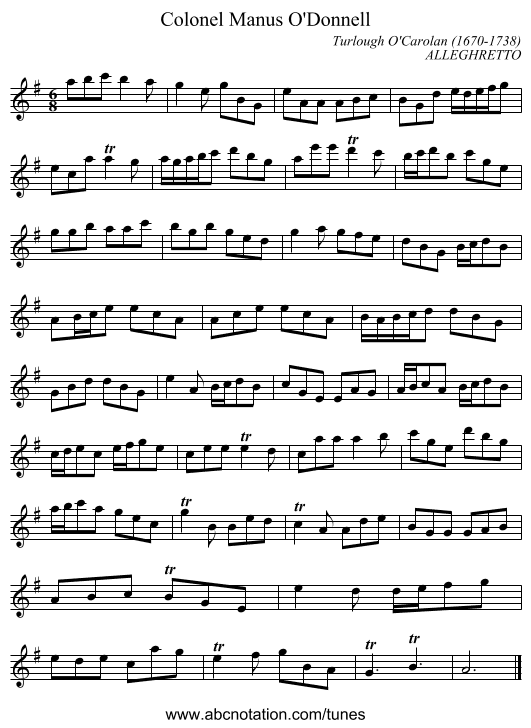 Colonel Manus O'Donnell - staff notation