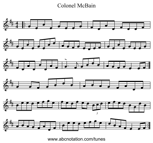 Colonel McBain - staff notation