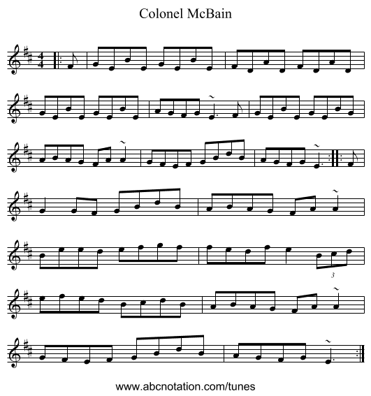 Colonel McBain - staff notation