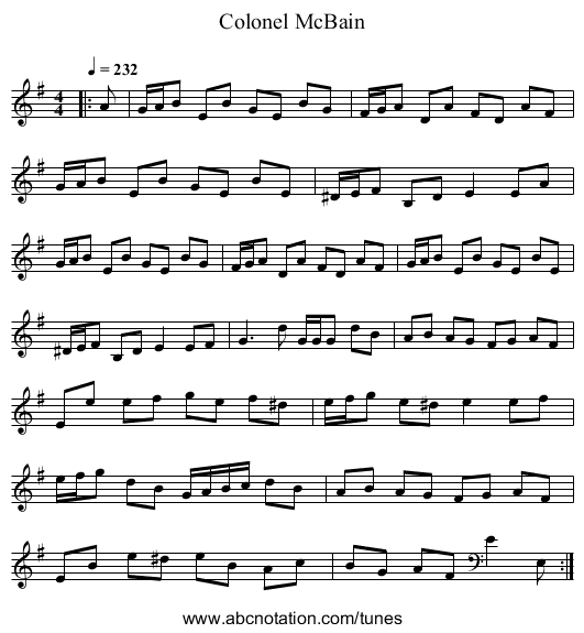 Colonel McBain - staff notation