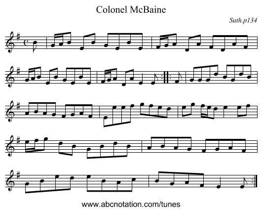 Colonel McBaine - staff notation