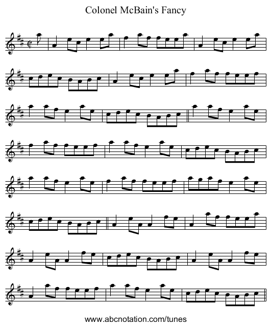 Colonel McBain's Fancy - staff notation