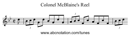 Colonel McBlaine's Reel - staff notation