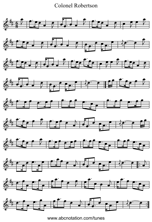 Colonel Robertson - staff notation