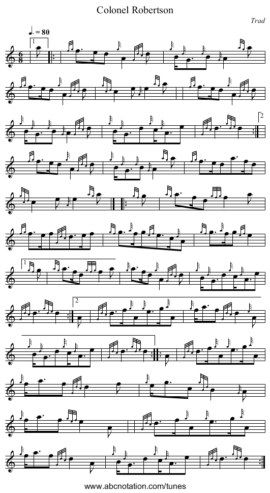 Colonel Robertson - staff notation