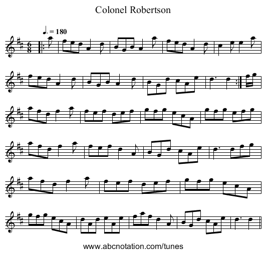 Colonel Robertson - staff notation