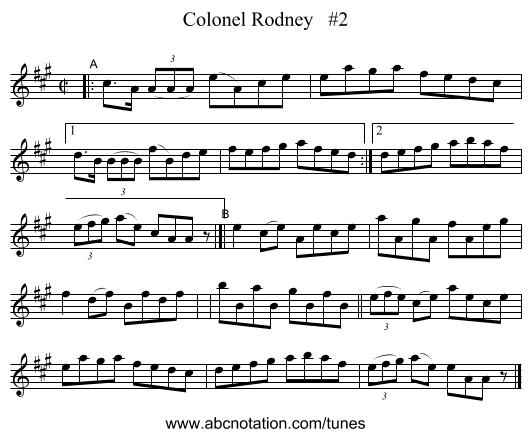 Colonel Rodney   #2 - staff notation