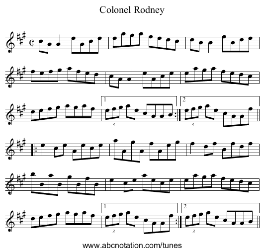 Colonel Rodney - staff notation