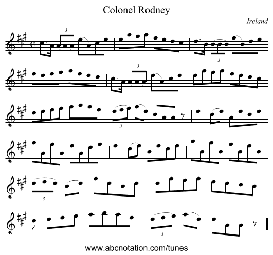 Colonel Rodney - staff notation
