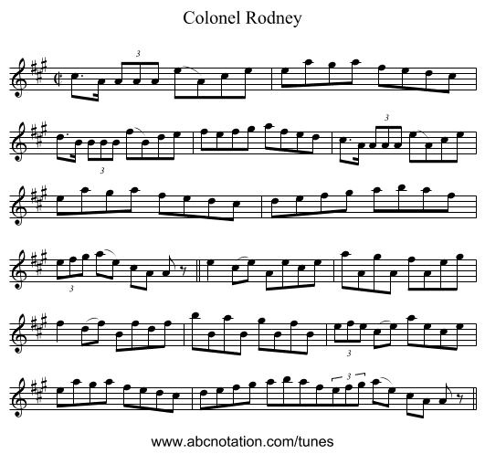 Colonel Rodney - staff notation
