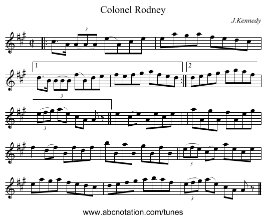 Colonel Rodney - staff notation