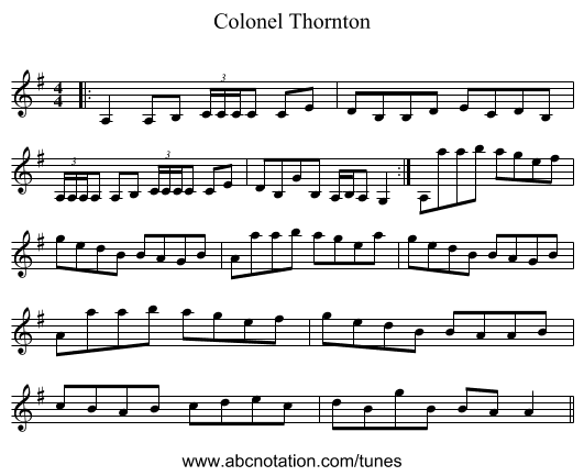 Colonel Thornton - staff notation