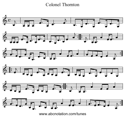 Colonel Thornton - staff notation