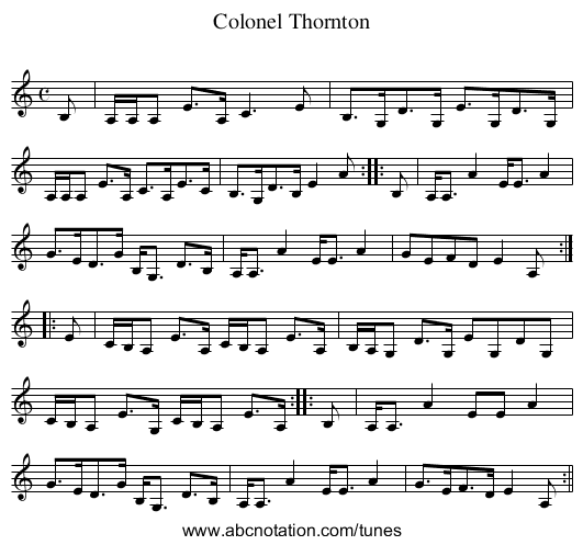 Colonel Thornton - staff notation