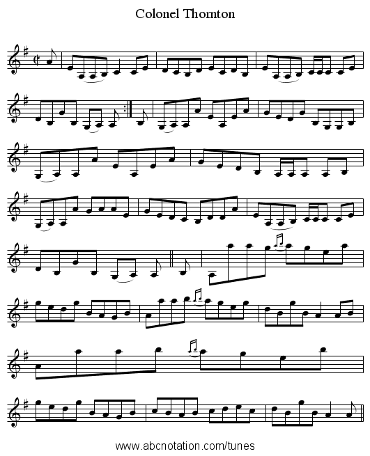 Colonel Thornton - staff notation