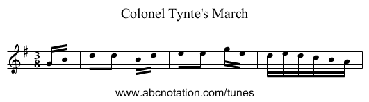 Colonel Tynte's March - staff notation