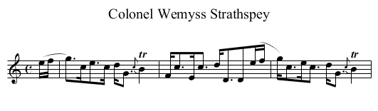 Colonel Wemyss Strathspey - staff notation